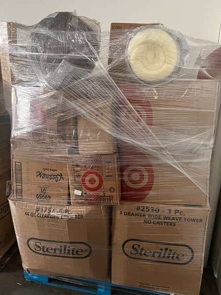 Picture of a pallet with boxes from Target